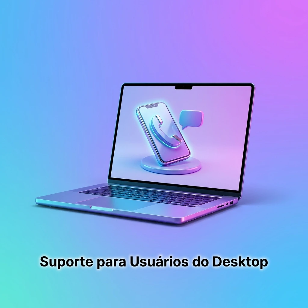 Canais de suporte ao cliente para usuários do desktop: chat ao vivo, e-mail, redes sociais e central de ajuda