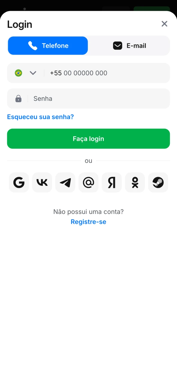 Abra o aplicativo 1win e faça login na sua conta.