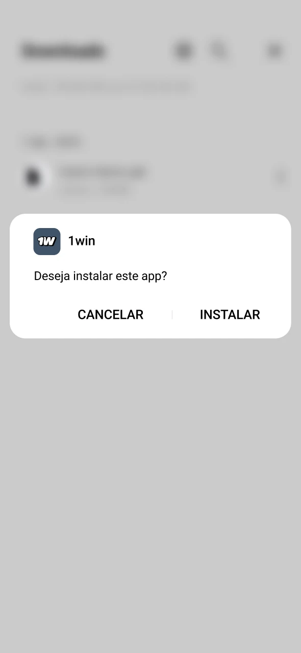 Conclua o processo de instalação do arquivo APK do 1Win.