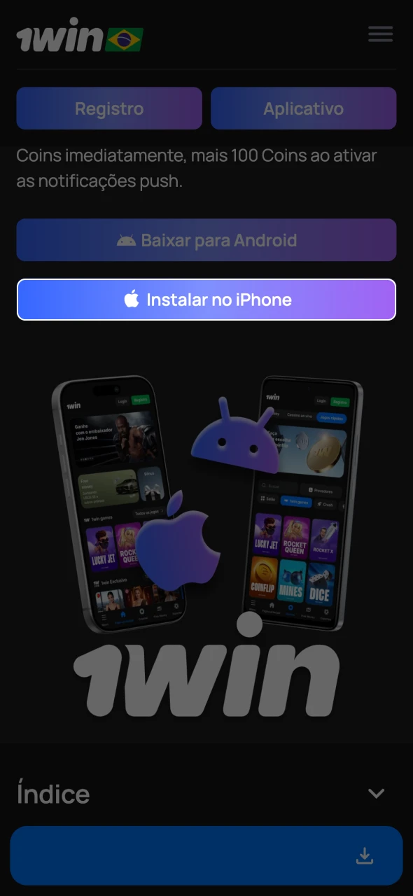 Acesse o site da 1Win usando o botão nesta página.