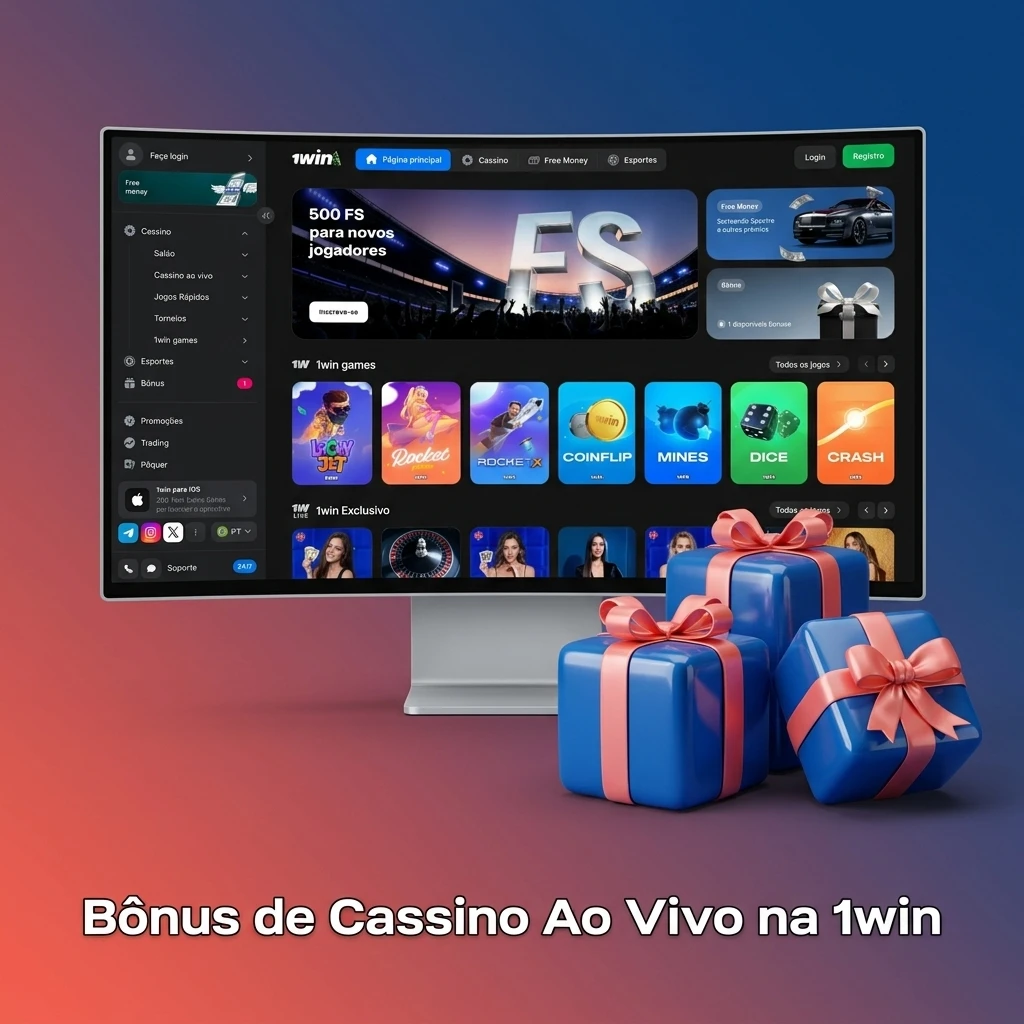 Bônus de boas-vindas no cassino ao vivo da 1win Brasil com até 600% em depósitos com criptomoedas