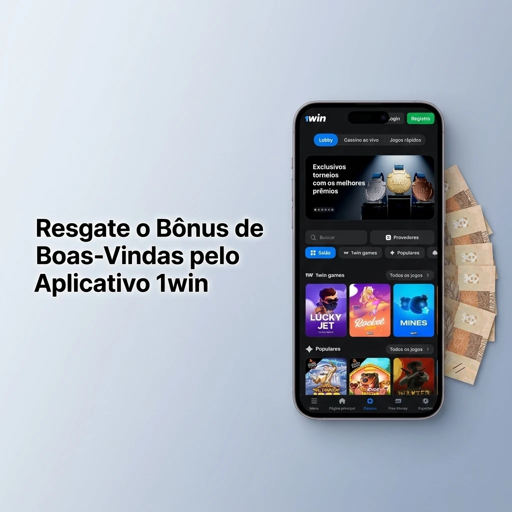 Resgate o bônus de boas-vindas no app 1win para Android e iOS com depósito mínimo de R$ 50